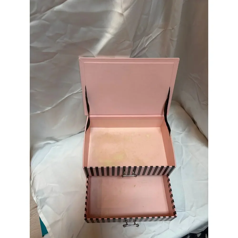 Vintage Juicy Couture Pink & Black Striped Jewelry Box